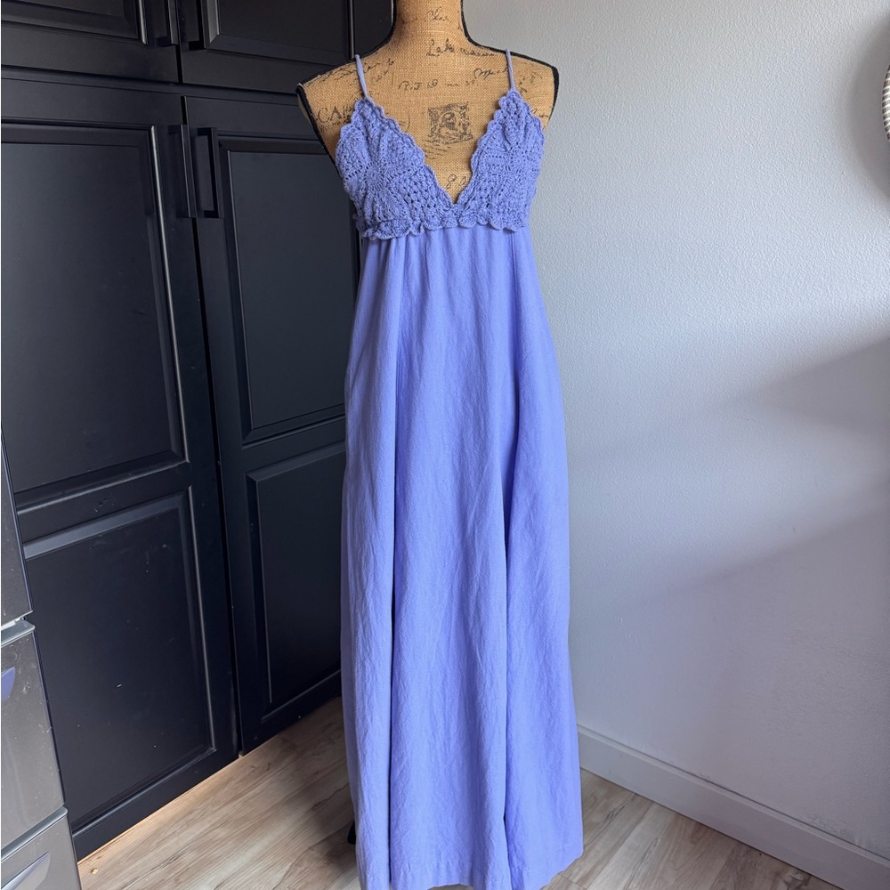 Free People Lavender Crochet-Bust Maxi Dress